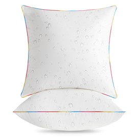 LEBO 18 x 18 Outdoor Pillow Inserts - Waterproof Decorative Throw Pillows with Down Alternative Filling for Patio Furniture Couch Sofa - Pack of 2, White