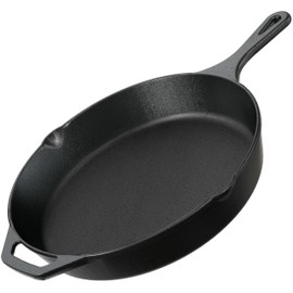 Utopia Kitchen Cast Iron Skillets 12 Inch, Chef's Pan, Pre-Seasoned Frying Pan, Stovetop, Oven, Campfire and Grill Large Skillet, Even Heat Distribution Multipurpose Cast Iron Pan - Black