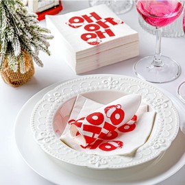 120 Pack Santa Napkins Christmas Napkins Guest Red Napkins for Bathroom Table Disposable Decorative Funny Paper Napkins for Christmas Beverage Cocktail Dinner Party Supplies (9 x 9 Inch)