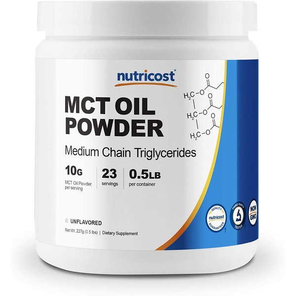 Nutricost Premium MCT Oil Powder .5LBS - Best For Keto, Ketosis, and Ketogenic Diets - Zero Net Carbs, Non-GMO and Gluten Free