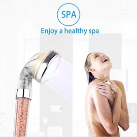 PRUGNA LED Shower Head with Hose and Shower Arm Bracket, High-Pressure Filter Handheld Shower for Repair Dry Skin and Hair Loss - Color Changes with Water Temperature