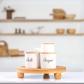 Wood Display Stand - Round Wood Riser │Wood Display Stand for Plants, Soap, & Decor │ Farmhouse Pedestal Stand for Bathroom, Kitchen, or Countertop │ Decorative Tray Stand for Rustic Acacia.