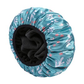 YIZIJIZI Triple Layer Large Shower Cap for Women, Waterproof Reusable Soft Bath Cap for Long Thick Hair, Washable - Green