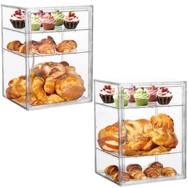 LXLXXL Bread Box For Kitchen Countertop Pastry Bakery Display Case 3 Layers Adjustable Large Bread Storage Container For Homemade Bread, 2 Pack