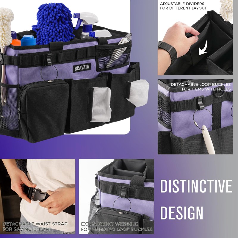 SCAVATA Wearable Cleaning Caddy Bag, Cleaning Caddy Supplies Organizer with