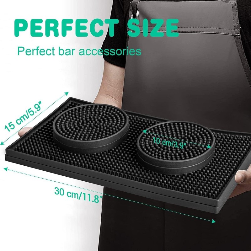 4 Portavasos para Mesa+2 Tapete para Barra de Bar, Alfombrilla