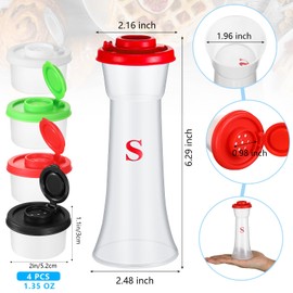 Baderke 6 Pcs Vintage Salt and Pepper Shaker Set with Lids Large Wet Proof Salt Pepper Container Hourglass Covered Mini Salt Shaker Clear Airtight Spice Jar for Kitchen Camping Picnic Lunch Box