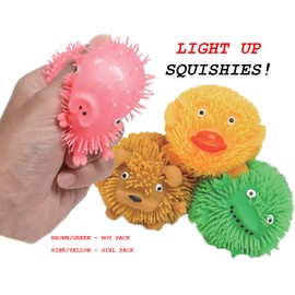 Squishie Squeeze Toys, Multi Pack, Variety of Colors and Styles, Assorted Fun for Girls and Boys - 4 Pack (Assorted Boys)