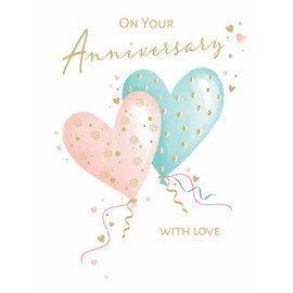 Piccadilly Greetings Anniversary Card, On Your Anniversary With Love - Balloons - 8 x 6 inches