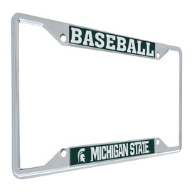 Desert Cactus Michigan State University License Plate Frame Spartans MSU Car Accessories Tag Holder for Front or Rear of Car (Baseball)
