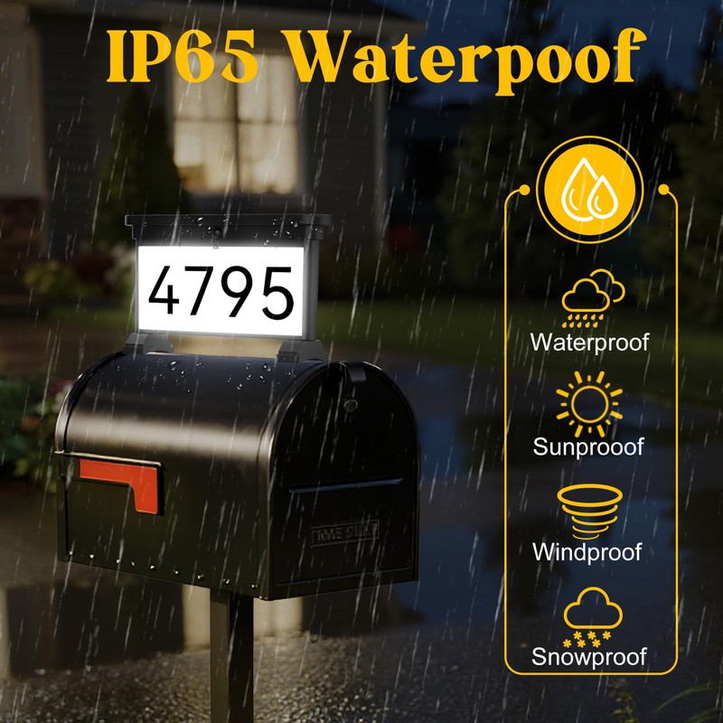 LumiZen Solar Mailbox Numbers, Double Sided RGB Color Changing Address