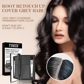 Root Cover Up, Natural Looking Root Touch Up Powder, Quick and Easy Hairline Shadow Powder, with Brush and Mirrored Compact, Root Cover Up Instantly Hairline (Black)