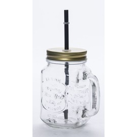 Jazzy Transparent Clear Mason Jar with Straw