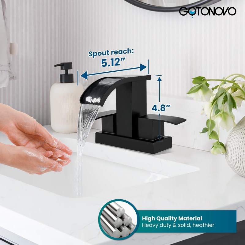 gotonovo Waterfall 4 Inch Centerset Bathroom Sink Faucet 2 Handle