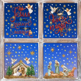 Horaldaily 251 PCS Christmas Window Cling Sticker, Nativity Scene Holy Night for Home Party Supplies Shop Window Glass Display Decoration