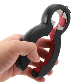 Abrelatas, Abridor de Latas Manual de Acero Inoxidable 6 en 1, Utensilios de Cocina Portátiles Multifunción para el Hogar con Mango Suave Antideslizante, para Cocina Y Restaurante (Negro Y Rojo)
