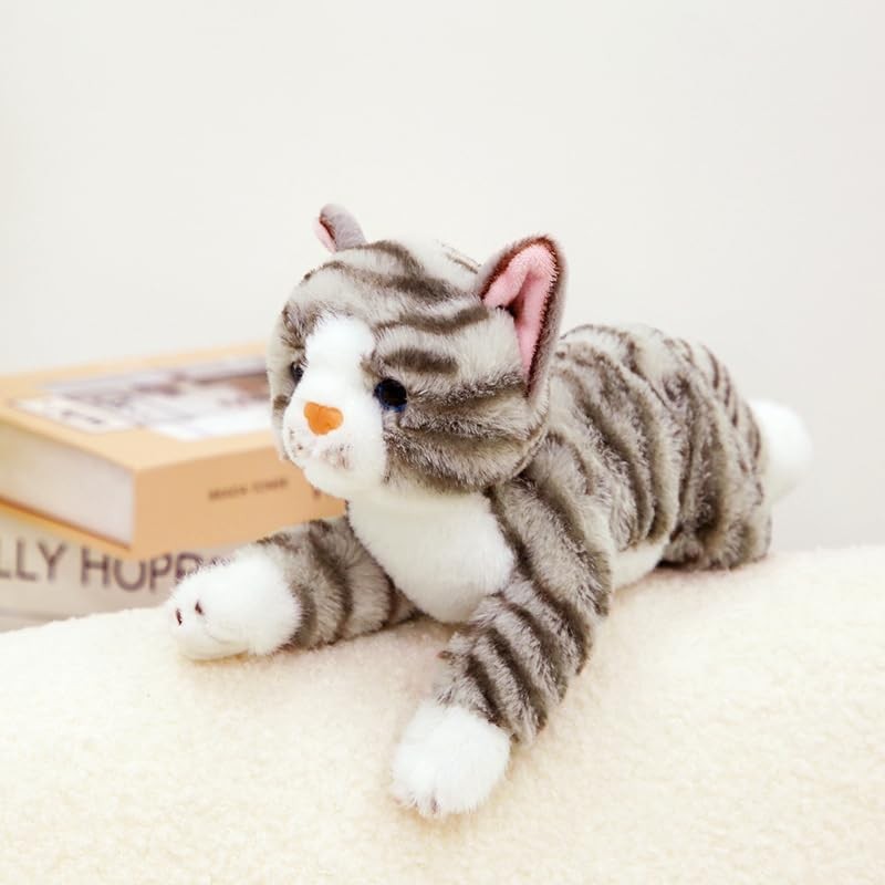 PEACH CAT Striped Cat Stuffed Animal 9.8" Realistic Kitten Plushies