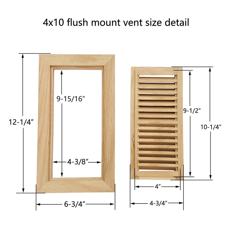 Homewell 2 Pcs Pack White Oak Wood Floor Register, Flush