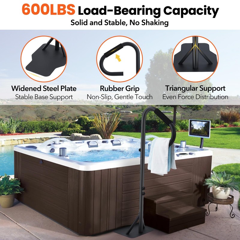 GarveeLife Hot Tub Handrail, 360° Rotatable Spa Side Handrail with