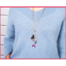 Uloevdio Purple CZ Crystal Charm Mermaid Necklace Pendant for Women Daughter Birthday Commencement Day Gift YS841