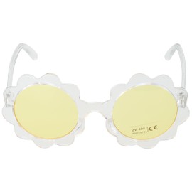 Sheri Mimi 521493002 Sunglasses Kids Sunglasses with Case, Flower, Petal Frame, UV400, Clear x Yellow Lens, One Size, yellow