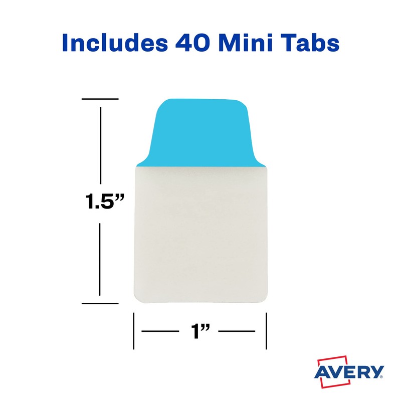 Avery Mini Ultra Tabs, 1" x 1.5", 2-Side Writable, Assorted