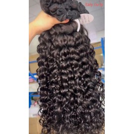 Italy Deep Curl Unprocessed Straight Water Body Natural Wavyindian Human Hair Bundles Burmese Curly for Hair Wholesalestyle: 1 bundle Italy curly, color: Natural black, Stretched Length: 26 Inches
