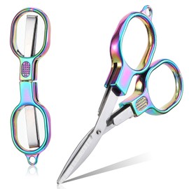 Wanmu 2Pcs Folding Scissors, Safe Portable Mini Scissors, Stainless Steel Travel Telescopic Cutter, Tiny Retractable Pocket Scissors for Travel, Outdoor, Home, Office Use