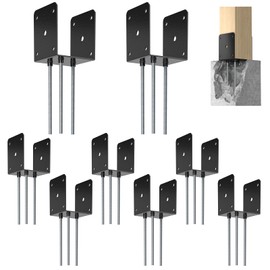 FMhotu 4x4 Concrete Post Base(8 PCS), Deck Post Base Holder Ground Spike for Concrete, Decking Post Brackets with 3 Anchor Rods, Post Base for Pavilion Deck Porch Handrail Railing