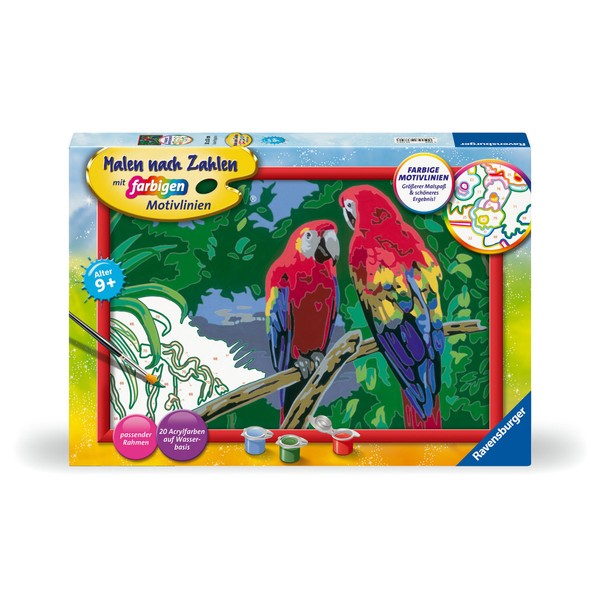 Ravensburger Paint by Numbers 23770 Colourful Parrots Children from 9 Years