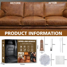 Ganbaro Leather Repair Paint Gel, Leather Repair Kit for Furniture, Vinyl Repair Kit, Restorer of Scratch, Tears, Burn Holes, Leather Repair Gel for Sofa, Leather Jacket, Car Seat, Shoes, Coats