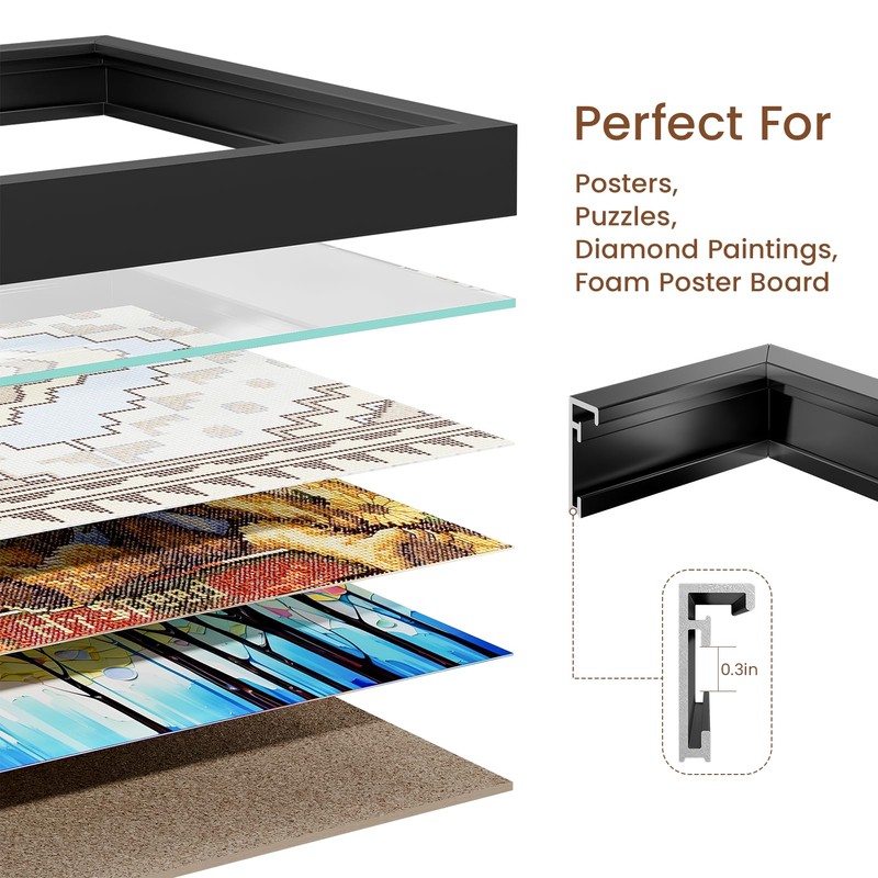 Heimlove 4x5 Metal Picture Frame,Black Aluminum Photo Frames-Real Tempered Glass,Tabletop