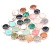 LE SKY Natural Stone Pendant Connectors Faceted Round Mixed Stone