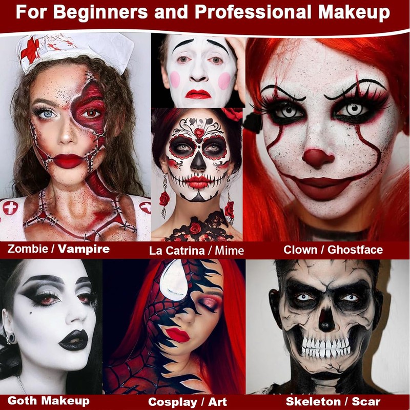 DE'LANCI Gothic Black White Red Foundation, Full Coverage, Long-Lasting, Natural,