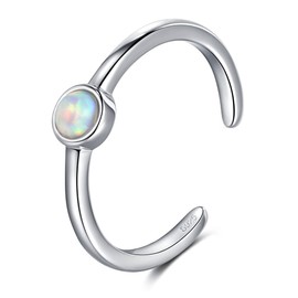 CHIC & ARTSY Women Toe Ring 925 Sterling Silver Dainty Open Toe Ring Adjustable Single Toe Ring for Women Beach Jewelry, Metal, Created Opal