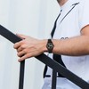 BUREI Herrenuhr Simulation Quarz Band Diamant Edelstahl Uhr Kalender Datum