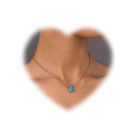 Crymystal Bohemian Turquoise Pendant Necklace Gold Bead Necklace Chain Turquoise Stone Necklace Chain Green Natural Stone Necklace Minimal Bead Choker Necklace Jewelry for Women and Teen Gifts