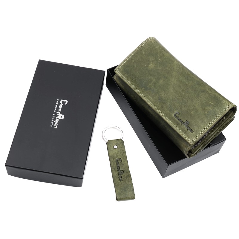 Chunkyrayan Women’s Real Leather XXL Wallet, RFID Protection Including Leather