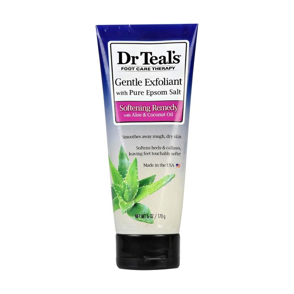 Dr. Teals - Exfoliante de pies con Aloevera y aceite de coco 6 onzas – paquete de 2
