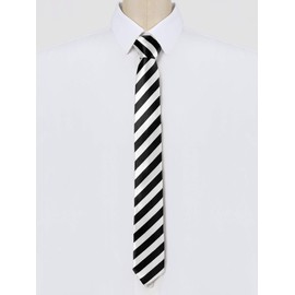 Allegra K Striped Necktie, Narrow Tie, 2.0 inches (5 cm), Formal, Casual, Business, Men's, Women's, white