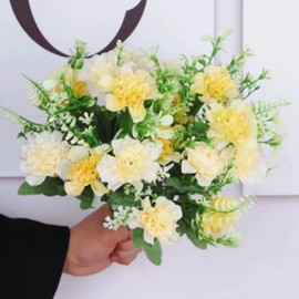 Artificial Flowers, 3 Bundles Silk Faux Flowers Chamomile Lilac Lavender Tuberose Magnolia Flower Bouquets, Faux Flowers Arrangement for Home Living Room Wedding Offices Decorations (Yellow)