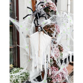Halloween Spider Web Halloween Spider Web Approx. 7.1 oz (200 g), Stretchable, Luminous Spider x 50
