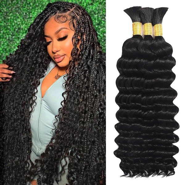 Human Braiding Hair for Boho Braids 20 Inch 120g Deep