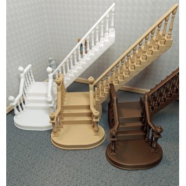 Half (1:24) Scale 1:24 Scale (Half scale) Dollhouse Staircase Miniature for - Dark Brown