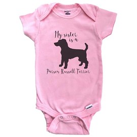 My Sister is A Parson Russell Terrier Cute Dog Baby Bodysuit - Parson Russell Terrier One Piece Baby Bodysuit (100% Cotton), 0-3 Months Pink