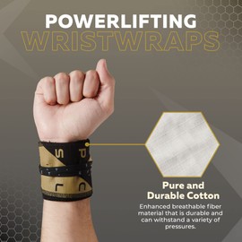 PICSIL Adjustable Wrist Strap, Wrist Wraps for Weightlifting, Premium Fabric Yoga Wrist Support, Gym Wrist Wrap Cloth for Women and Men, Gold Black, 1 Pair