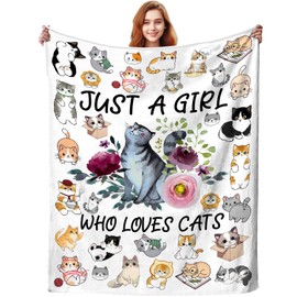 ZABAOBO Cute Cat Blanket Animals Pet Pattern Gifts for Cat Lovers,Cats Stuff Cats Throw Blankets,Funny Kitten Themed Gift for Adults Girls Women 50"X40"INCH