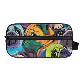 Moyyo Kawaii Pugs Animal Toiletry Bag Portable Wash Bag Travel Hanging Wash Bag Toiletry Bag Cosmetic Bag Portable Gym Camping Toiletry Bag for Women Mens Girls Kids