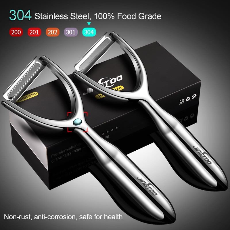 JINGTOO Premium Vegetable Peeler Stainless Steel, Ultra Sharp Peelers for