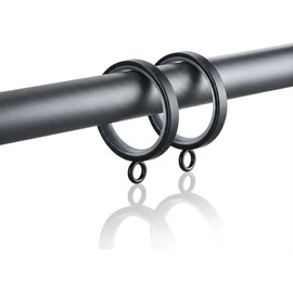 24 Pack Curtain Rings, Premium Metal with Smooth & Quiet Nylon Inserts with Clips, 1-5/8" Inner Diameter, Fits up to 1-1/4" Rod, Black